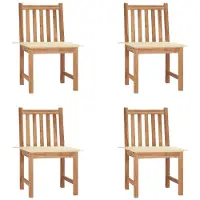 vidaXL Tuinstoelen 4 st met kussens massief teakhout