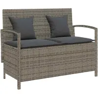 vidaXL Tuinbank met kussen poly rattan grijs