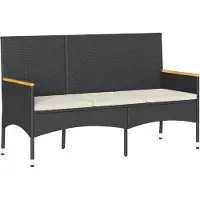 vidaXL Tuinbank 3-zits met kussens poly rattan zwart