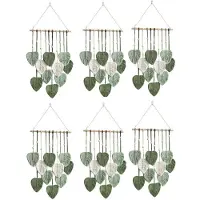 Exogio 6X Blad Macrame Muur Opknoping Boho Kamer Home Decor Geweven Esthetisch Wandtapijt Thuis Kamer Bruiloft Decoratie Groen