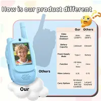 Jojomino Video Walkie Talkies voor Kinderen, Draagbare Walkie Talkies (2 Stuks), Speelgoed voor Familiespelletjes, Buitenactiviteiten, Kamperen,