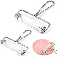 Jojomino 2 Stuks Acryl Kleirollers van 4 en 6 Inch met Stalen Handvat voor Doe-Het-Zelf Handwerk en Stempelen