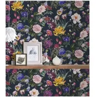 AS-Creation FLEURIGE BLOEMEN BEHANG - Blauw Geel Groen - Bloemenmotief - AS Creation Trendwall