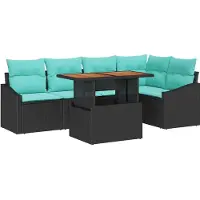 vidaXL Tuinbank Set 6 st 5-Aantal zitplaatsen Zwart en Teal