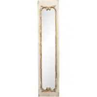 Clayre & Eef Wandspiegel 33*4*149 cm Beige Hout Glas Rechthoek Grote Spiegel Muur Spiegel Wand Spiegel Beige Grote