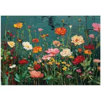 WALLARENA - Behang 400x280 cm - Fotobehang - Vliesbehang - geschilderde wilde bloemen - voor slaapkamer en woonkamer - halfmatte afwerking