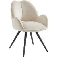 Vente-unique Set tafel FIRELA + 4 stoelen GULSUN - Wit marmereffect en beige