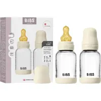 BIBS - Glass Baby Bottle Round Latex 2 Pack - Ivory - 120 ml