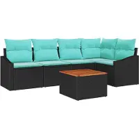 vidaXL Tuinbank Set 6 st Zwart poly rattan