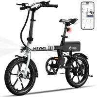 Hitway Elektrische Fiets BK35S - Trendy 16 Inch City Commuter EBike met Afneembare 36V 9Ah Lithium Batterij - Opvouwbaar E-Bike met 250W Motor - APP Bediening
