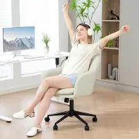 MODFU Bureaustoel - Verstelbare Zithoogte En 360° Draaibaar - Getuft Design - Voor Bureau Of Kaptafel - Polyester - Beige
