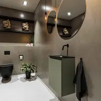 Mondiaz Ture 40cm toiletmeubel army met wastafel urban rechts geen kraangat