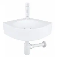 Qeramiq Fuente fonteinset - 30x30x10cm - 1 kraangat - hoek - keramiek - fonteinkraan wit mat - glans wit SW696206 / SW696216 / SW1210972 / SW679885
