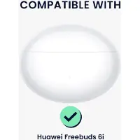 Kwmobile Transparante hoofdtelefooncase voor Huawei Freebuds 6i hoes - Headphones TPU cover met standaardfunctie en veiligheidsvergrendeling - zwart
