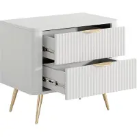 Vente-unique Set van 2 nachtkastjes - 2 laden - Wit en goud - ELONARIA