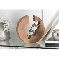 J-Line decoratie Figuur Duwen - hout/aluminium - naturel/zilver