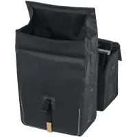Basil Urban Dry dubbele fietstas MIK, 50L, mat zwart - tarpaulin- waterdicht - reflectie