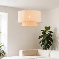LumenXL Hanglamp Cavallo 2-laags met linnen kap - gebroken wit