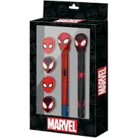 KARACTERMANIA - Marvel Spiderman - Pack van Uitwisbare Gelpen - Potlood - 4 Gommen - Rood