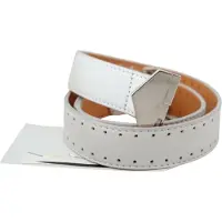 GF Ferre Damesriem in wit leer met zeshoekig logo en gesp