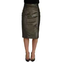 GF Ferre Vrouwen Metallic Grijze Hoge Taille Koker Midi Rok