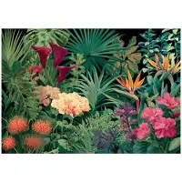WALLARENA - Behang 350x250 cm - Fotobehang - Vliesbehang - jungle bladeren en bloemen - voor slaapkamer en woonkamer - halfmatte afwerking - groen