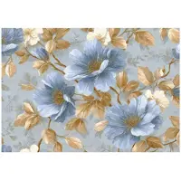 WALLARENA - Behang 150x105 cm - Fotobehang - Vliesbehang - gouden glamour bloemen - voor slaapkamer en woonkamer - halfmatte afwerking - goud