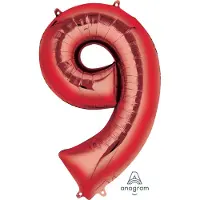 Amscan Grote “9” Rode Folie Ballon 63 x 86 cm