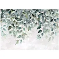 WALLARENA - Behang 350x250 cm - Fotobehang - Vliesbehang - groene hangende bladeren - voor slaapkamer en woonkamer - halfmatte afwerking - groen