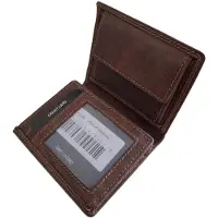 Oi kleine Hunter bruine lederen billfold hoog model / verticale portemonnee zeer compact tóch veel ruimte voor pasjes / kleine complete heren beurs / Anti skim / bruin leer / 667H