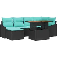 vidaXL Tuinbank Set 7 st Zwart en Teal