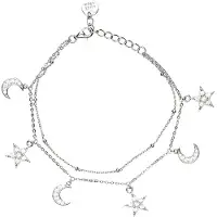 Luxenter Armband van 925 sterling zilver met glanzende zirkonia en rhodiumafwerking - Mysnight