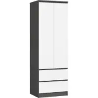 Akord Kledingkast STAR S60 met 2 Deuren en 2 Lades / Furniture Factory / Grafietgrijs - Wit / 60 x 180 x 51 cm