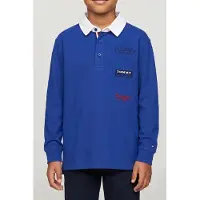 Tommy Hilfiger Boys Multi Print Polo Ls Majesty Blue Size: 10 | Shirts Outlet | Unisex | Blauw
