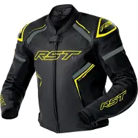 Rst S1 D3O, leren jas geperforeerd ,Zwart/Neon-Geel/Grijs ,XL