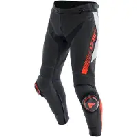Dainese Super Speed S26, leren broek geperforeerd ,Zwart/Wit/Neon-Rood ,56