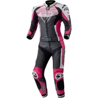 MUGENRACE Cira-SR Dames Zwart Wit Roze Geperforeerd 2-Delig Motorpak Maat 34