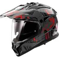 LS2 MX702 Pioneer II Crazy Zwart Rood Adventure Helm Maat 3XL