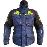 MUGENRACE Mars, waterdichte motorfietsjas, textiel, blauw/neon-geel, maat 3XL