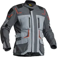 Lindstrands Myrvik, waterdichte motorfietsjas, textiel, grijs/oranje, maat 52