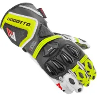 Bogotto Monza Geperforeerde Zwart Wit Neon Geel Handschoenen Maat M