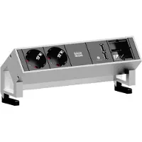 Bachmann DESK2 2x geaard stopcontact 1x USB oplader 1x ABD GST18, wit