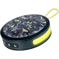 BigBen Interactive Party - Ronde Bluetooth-luidspreker met handriem en lichteffecten - 15W - Zwart en geel camouflage