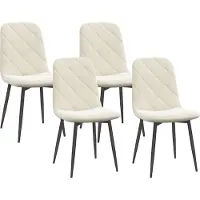 HOMCOM -Eetkamerstoel-45x54x87cm-Polyester-Crème
