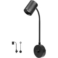 Watshome Dimbaar Stekkerlamp Plug-in LED Warm Licht - Flexibele Hals - 3W - 200 Lumen - Zwart