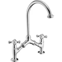 Pb classic Nostalgische klassieke keukenkraan Chroom met variabele hart afstand 2 gats 18-25cm 1208954351
