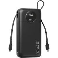 Nuvance Powerbank 20000 mAh - 22.5W Snellader Usb-C & 8-Pin - Noodpakket - 2 Poorten - 2 Geïntegreerde Kabels - Power Bank