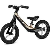 Cariboo Magnesium Air - Loopfiets - Vanaf 2 jaar - voor Jongens en Meisjes - 12 inch - Zwart-Goud - Anti-lek EVA Banden - Verstelbaar Stuur en Zadel