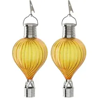 Cepewa LED ballonhanger - 2x - geel - H17 cm - luchtballon - tuinverlichting/buitenlamp