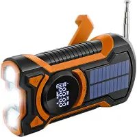 Just in Case Noodradio met Zonnepaneel en Powerbank 5.000 mAh Oranje